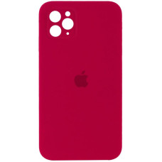 Силиконовый чехол Silicone Case Square Full Camera Protective (AA) для Apple iPhone 11 Pro Max (6.5) - Красный / Rose Red