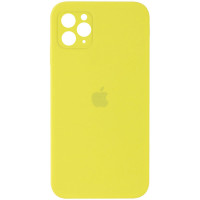 Силіконовий чохол Silicone Case Square Full Camera Protective (AA) для Apple iPhone 11 Pro Max (6.5) - Жовтий / Bright Yellow