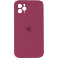 Силіконовий чохол Silicone Case Square Full Camera Protective (AA) для Apple iPhone 11 Pro Max (6.5) - Бордовий / Plum