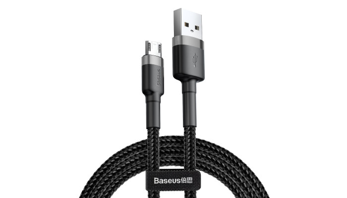 Дата кабель Baseus Cafule MicroUSB Cable 2.4A (1m) (CAMKLF-B) Сірий / Чорний - фото