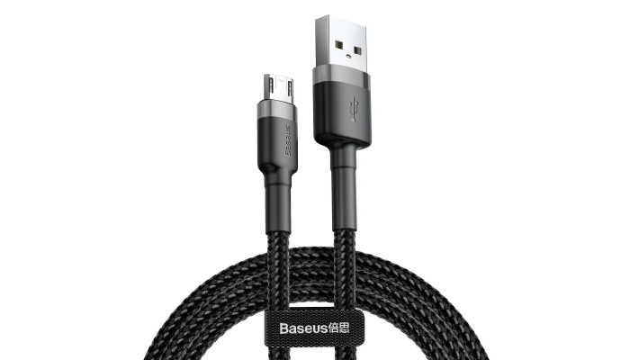 Дата кабель Baseus Cafule MicroUSB Cable 2.4A (1m) (CAMKLF-B) Серый / Черный - фото