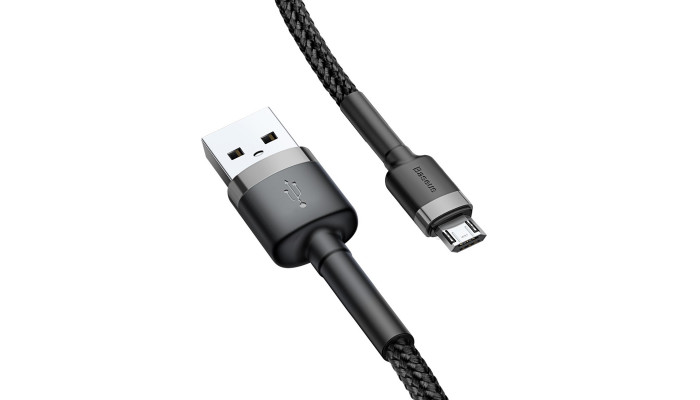 Дата кабель Baseus Cafule MicroUSB Cable 2.4A (1m) (CAMKLF-B) Сірий / Чорний - фото