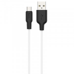 Дата кабель Hoco X21 Plus Silicone MicroUSB Cable (1m) Чорний / Білий