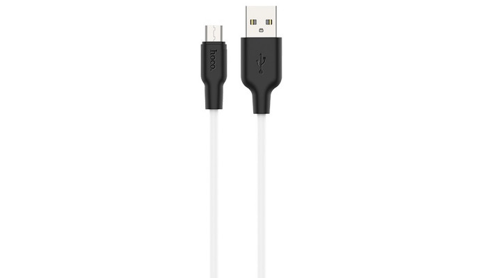 Дата кабель Hoco X21 Plus Silicone MicroUSB Cable (1m) Черный / Белый - фото
