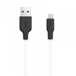 Дата кабель Hoco X21 Plus Silicone MicroUSB Cable (1m) Чорний / Білий