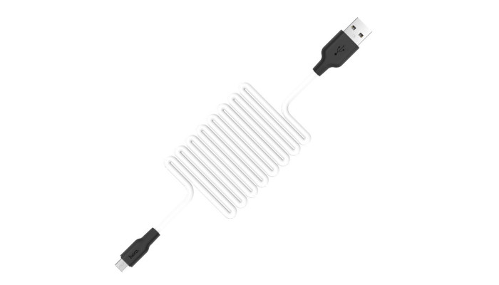 Дата кабель Hoco X21 Plus Silicone MicroUSB Cable (1m) Чорний / Білий - фото