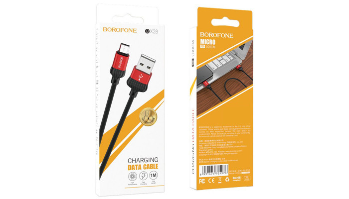 Дата кабель Borofone BX28 Dignity USB to MicroUSB (1m) Червоний - фото