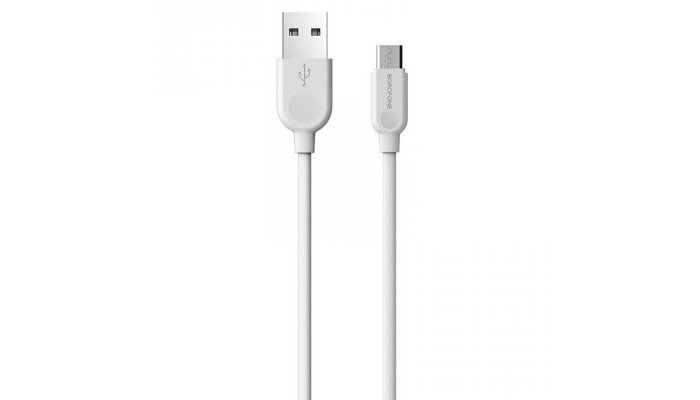 Дата кабель Borofone BX14 USB to MicroUSB (1m) Білий - фото