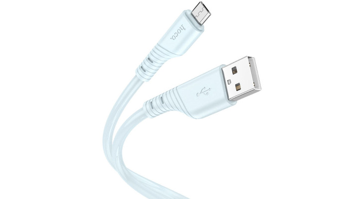 Дата кабель Hoco X97 Crystal color USB to MicroUSB (1m) Light blue - фото