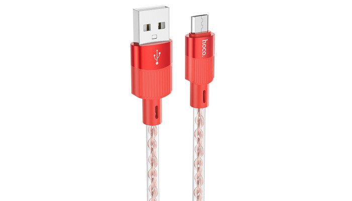 Дата кабель Hoco X99 Crystal Junction USB to MicroUSB (1.2m) Red - фото