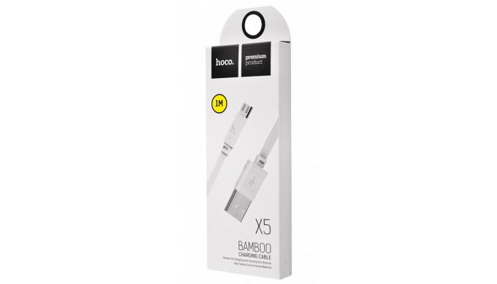 Дата кабель Hoco X5 Bamboo USB to MicroUSB (100см) Белый - фото