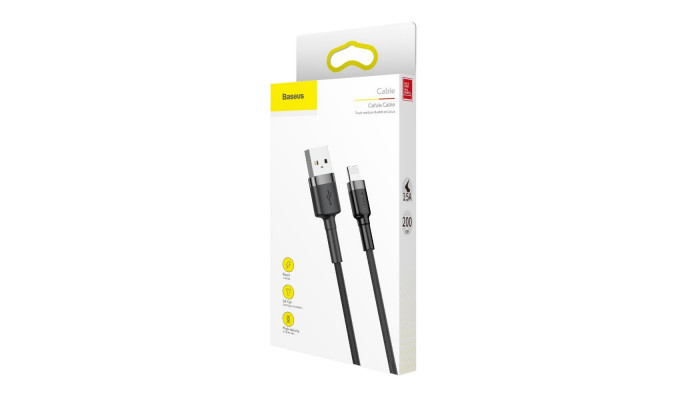 Дата кабель Baseus Cafule Lightning Cable 1.5A (2m) (CALKLF-C) Серый / Черный - фото