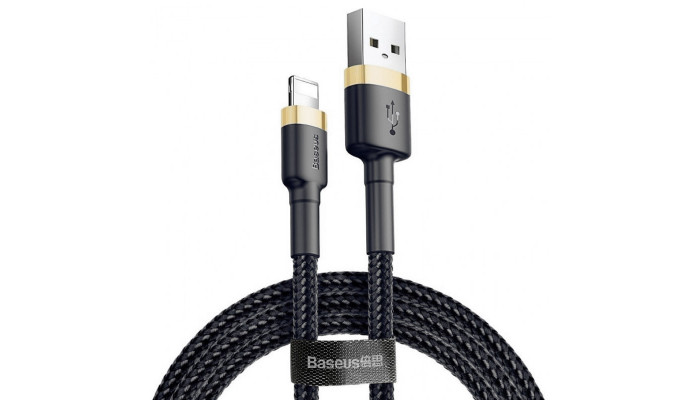 Дата кабель Baseus Cafule Lightning Cable 2.4A (1m) (CALKLF-B) Золотой / Черный - фото