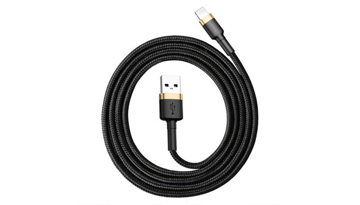 Дата кабель Baseus Cafule Lightning Cable 2.4A (1m) (CALKLF-B) Золотой / Черный - фото