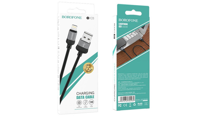 Дата кабель Borofone BX28 Dignity USB to Lightning (1m) Metal gray - фото