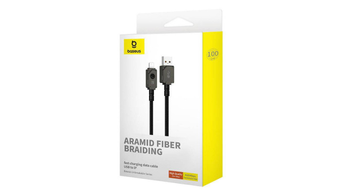 Дата кабель Baseus Unbreakable Series Fast Charging USB to Lightning 2.4A 1m (P10355802111-0) Black - фото