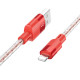 Дата кабель Hoco X99 Crystal Junction USB to Lightning (1.2m) Red - фото