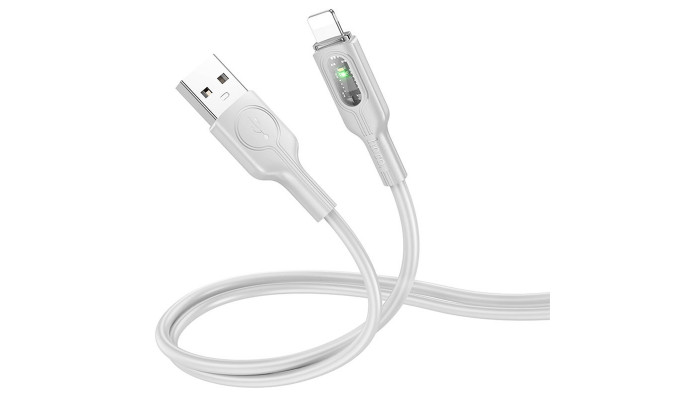 Дата кабель Hoco U120 Transparent explore intelligent power-off USB to Lightning (1.2m) Gray - фото