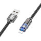 Дата кабель Hoco U122 Lantern Transparent Discovery Edition USB to Lightning (1.2m) Black - фото