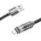 Дата кабель Hoco U122 Lantern Transparent Discovery Edition USB to Lightning (1.2m) Black - фото