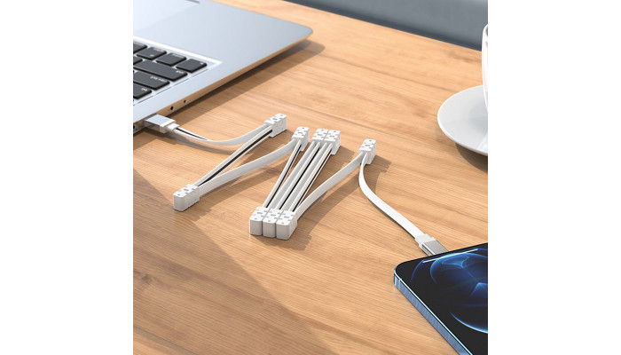 Дата кабель Hoco U103 Magnetic Absorption USB to Lightning (1m) White - фото