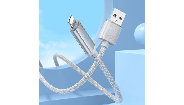 Дата кабель Hoco U127 Power USB to Lightning (1.2m) Silver / Gray - фото