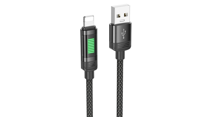 Дата кабель Hoco U126 Lantern 2.4A USB to Lightning (1.2m) Black - фото