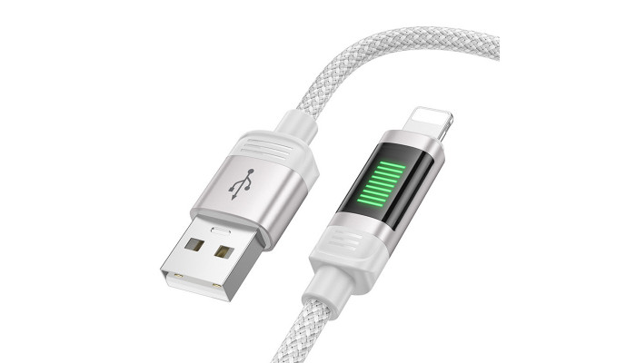 Дата кабель Hoco U126 Lantern 2.4A USB to Lightning (1.2m) Gray - фото