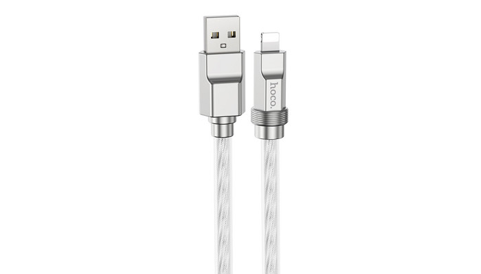 Дата кабель Hoco U113 Solid 2.4A USB to Lightning (1m) Silver - фото