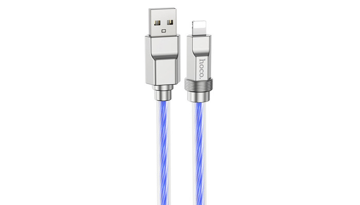 Дата кабель Hoco U113 Solid 2.4A USB to Lightning (1m) Blue - фото