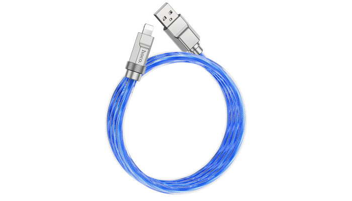 Дата кабель Hoco U113 Solid 2.4A USB to Lightning (1m) Blue - фото