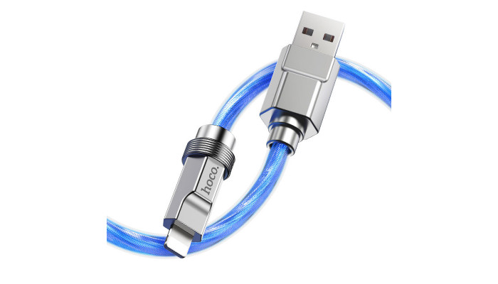 Дата кабель Hoco U113 Solid 2.4A USB to Lightning (1m) Blue - фото