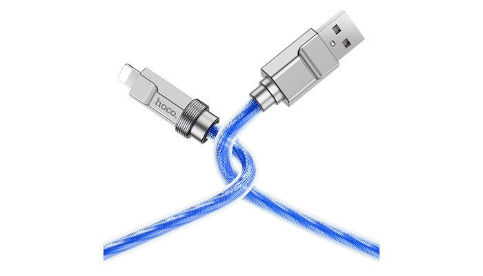 Дата кабель Hoco U113 Solid 2.4A USB to Lightning (1m) Blue - фото