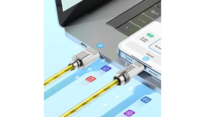 Дата кабель Hoco U113 Solid 2.4A USB to Lightning (1m) Gold - фото