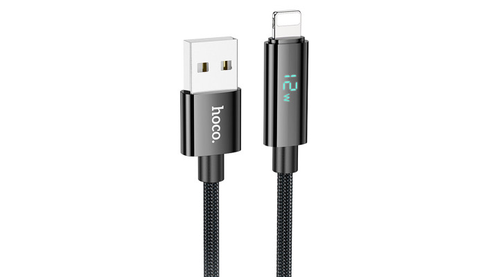 Дата кабель Hoco U125 Benefit 2.4A USB to Lightning with display (1.2m) Black - фото