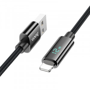 Дата кабель Hoco U125 Benefit 2.4A USB to Lightning with display (1.2m) Black