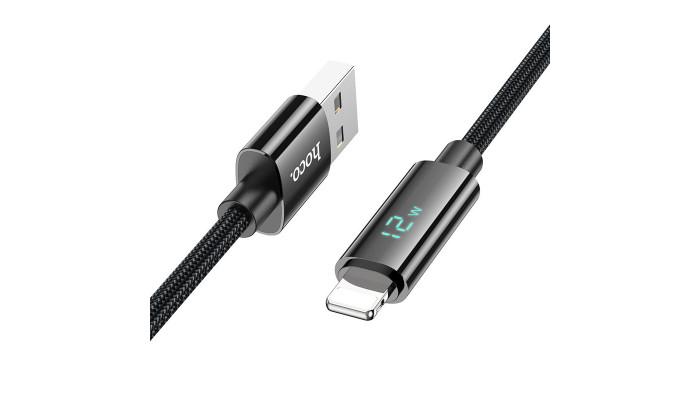 Дата кабель Hoco U125 Benefit 2.4A USB to Lightning with display (1.2m) Black - фото