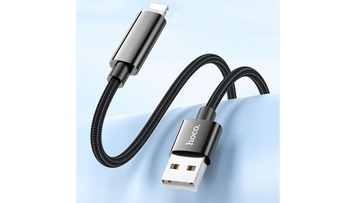 Дата кабель Hoco U125 Benefit 2.4A USB to Lightning with display (1.2m) Black - фото