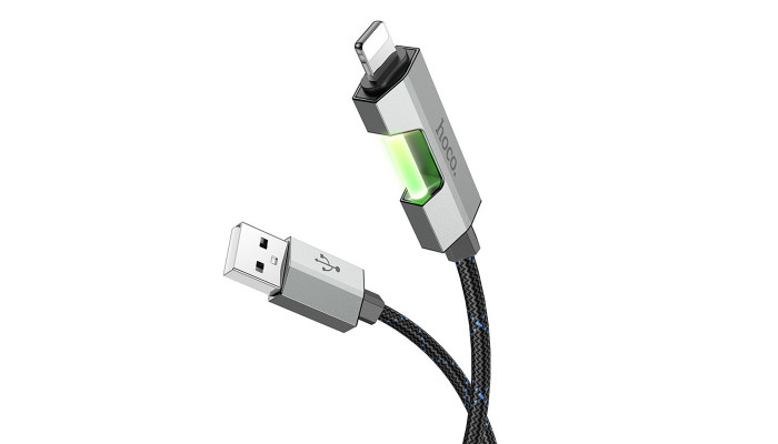 Дата кабель Hoco U123 Regent colorful 2.4A USB to Lightning (1.2m) Black - фото