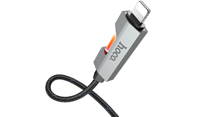 Дата кабель Hoco U123 Regent colorful 2.4A USB to Lightning (1.2m) Black - фото