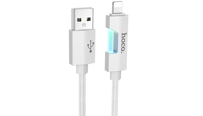 Дата кабель Hoco U123 Regent colorful 2.4A USB to Lightning (1.2m) Gray - фото