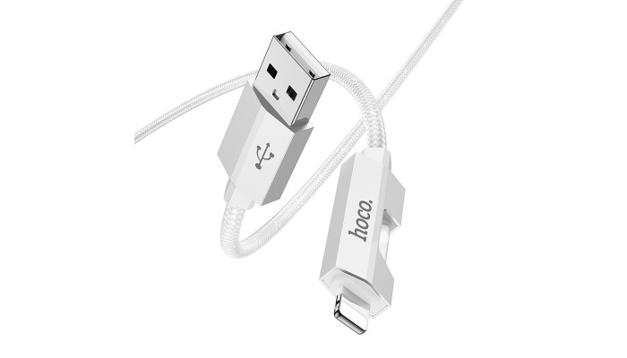 Дата кабель Hoco U123 Regent colorful 2.4A USB to Lightning (1.2m) Gray - фото