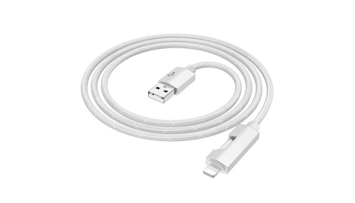 Дата кабель Hoco U123 Regent colorful 2.4A USB to Lightning (1.2m) Gray - фото