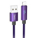 Дата кабель Hoco U125 Benefit 2.4A USB to Lightning with display (1.2m) Purple - фото