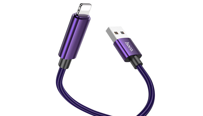 Дата кабель Hoco U125 Benefit 2.4A USB to Lightning with display (1.2m) Purple - фото