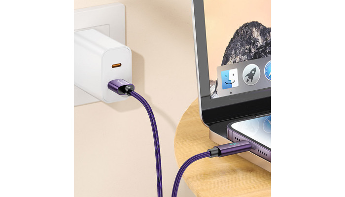 Дата кабель Hoco U125 Benefit 2.4A USB to Lightning with display (1.2m) Purple - фото