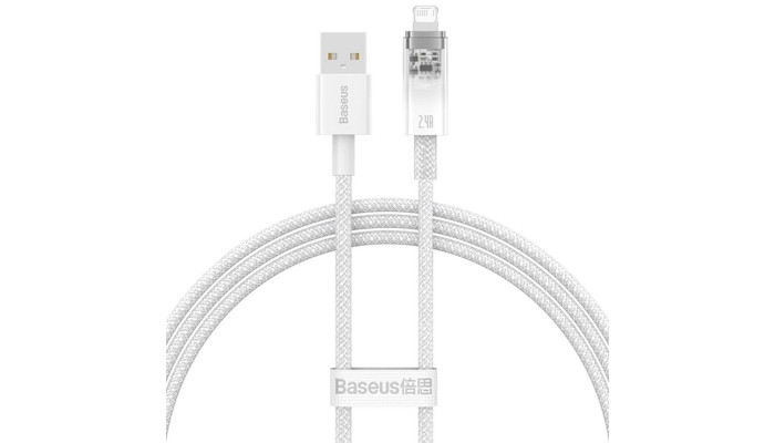 Дата кабель Baseus Explorer USB to Lightning 2.4A with Smart Temperature Control (1m) (CATS01000) White - фото