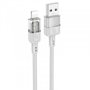 Дата кабель Hoco U129 Spirit Transparent USB to Lightning 2,4A (1.2m) Gray