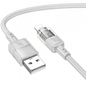 Дата кабель Hoco U129 Spirit Transparent USB to Lightning 2,4A (1.2m) Gray