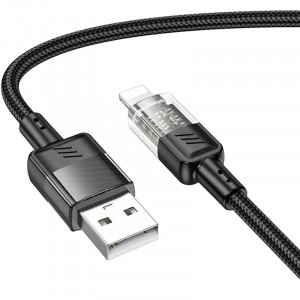 Дата кабель Hoco U129 Spirit Transparent USB to Lightning 2,4A (1.2m) Black